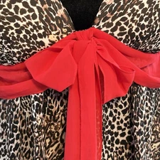 Linea Donatella Chiffon Leopard Valentine Red Bow Nightie Pad Cups XL Teddy NWOT