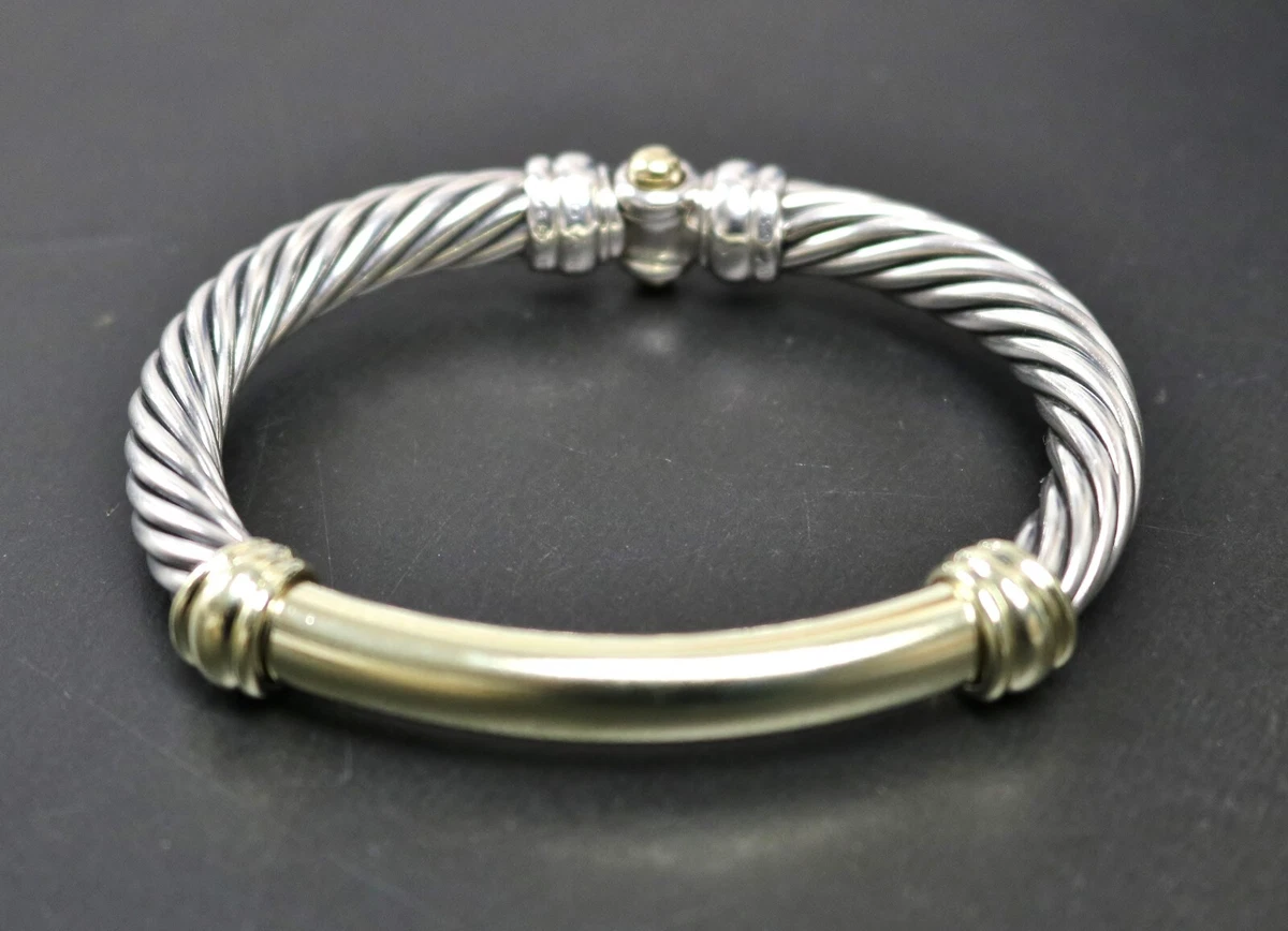 David Yurman Sterling Silver 14k Gold 7mm Metro Cable Two