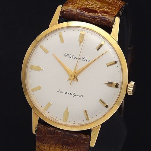 Vintage Citizen Ace 1962 Dial Para Shock 21 Jewels Golden Men's Watch Classic