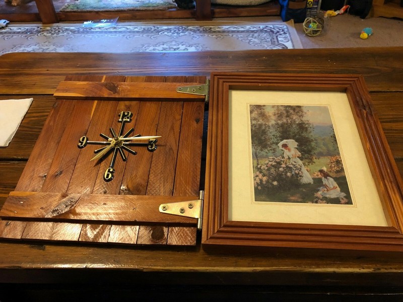 Clock and Picture Stand/12" Tall/Each Side 10" Wide/Clock Part Needs Replaced