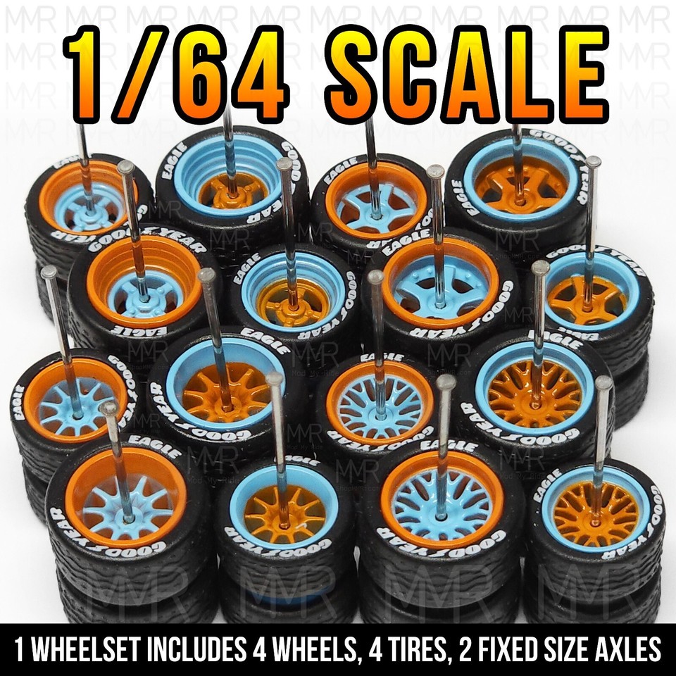 1/64 Scale GULF - Goodyear Letter Real Rider Wheels Rubber Rims Tire ...