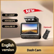 New Dash Cams 4K Car DVR Night Vision 5GHz Wi-Fi GPS ADAS Front and Rear Cameras