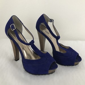 blue velvet platform heels