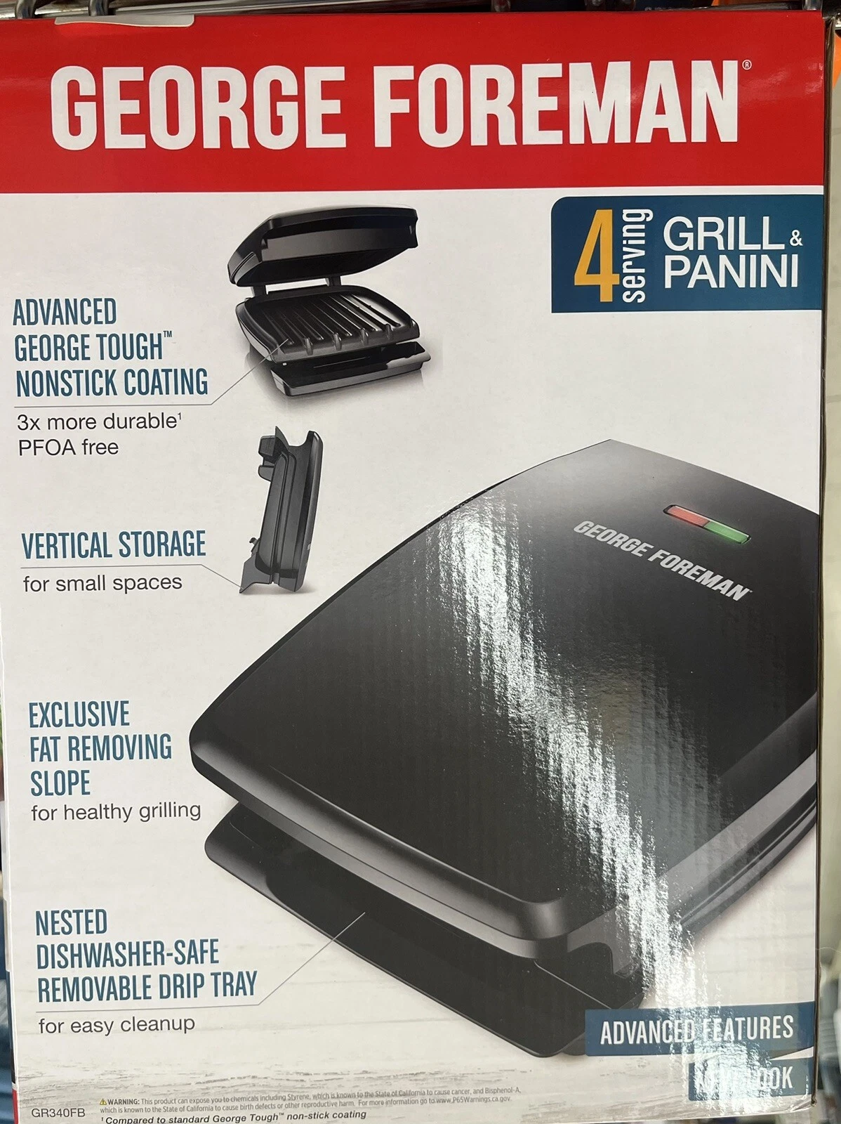 George Foreman Electric Indoor Grill And Panini Press 4 Serving Classic Plate