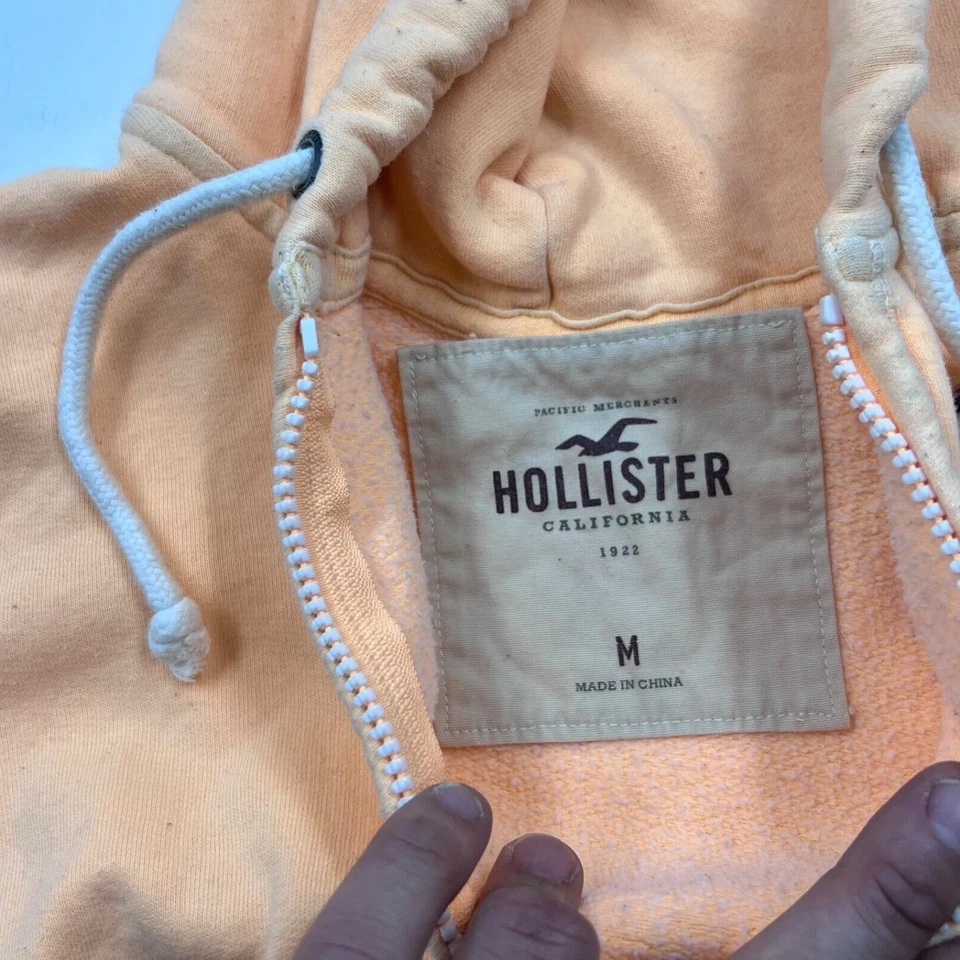 Sudadera con Capucha Hollister Mujer Cremallera Completa Talla M Naranja Melocotón 1922 Logo Algodón Sudadera Foto 3 de 4