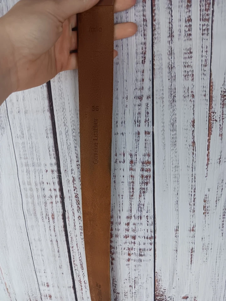 Cinturón Timberland de cuero genuino marrón - para hombre talla 36 vintage Foto 3 de 4