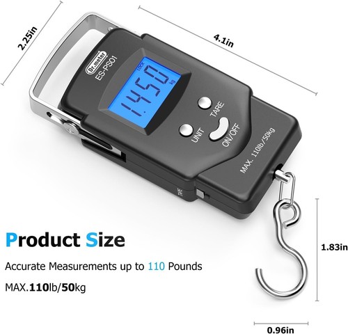 Digital Fish Scale Stainless Steel 110lb LCD Display with Measuring Tape Port... - Picture 7 of 9