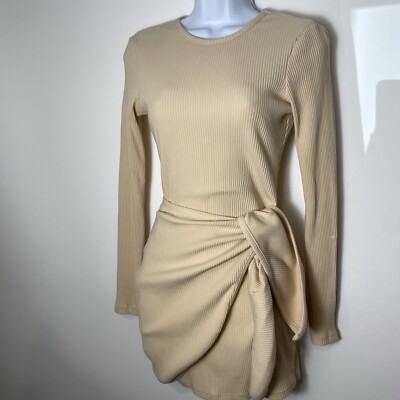 Revolve Dress Womens Small Ribbed Wrap Bodycon Long Sleeve Mini Stretch Tan | eBay Revolve Dress Womens Small Ribbed Wrap Bodycon Long Sleeve Mini Stretch Tan | eBay