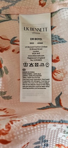 BNWT LK Bennett Boyd Pink Rosebud Print Silk Midi Dress - Size 10 - Picture 11 of 11