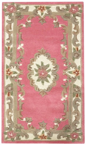 MADISON THICK WOOL PINK FRENCH AUBUSSON CARVED DESIGN RUG MAT 60x120cm **NEW** - Picture 2 of 6