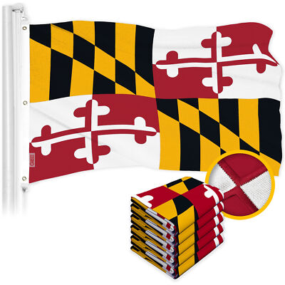 G128 5 Pack Maryland MD State Flag 6x10 Ft ToughWeave Embroidered 600D Polyester