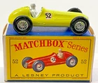 VINTAGE MATCHBOX 1948 MASERATI 4CLT MINT CAR IN MINT ORIGINAL BOX #52