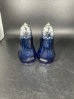 Rare Imperial Glass Ohio Old Williamsburg Deep Blue Ultra Salt & Pepper Shakers — photo 1
