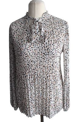 S. Oliver Black Label Plissee Langarm Bluse Gr. 36 Weiß