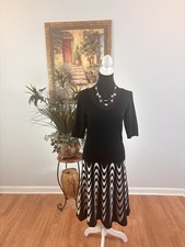 Gabby Skye Women Size M Black and Beige Sweater Dress Ethereal Goth Whimsical