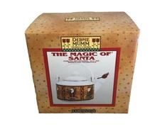 Debbie Mumm Festive Santa Whistling Tea Kettle 2.5 Qt Porcelain Enamel 1999 New