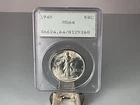 1945 WALKING LIBERTY HALF DOLLAR 50C PCGS MS64 RATTLER HOLDER