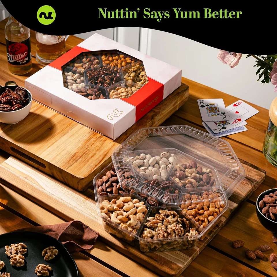 - Cesta de presente de nozes mistas de Ação de Graças em caixa de ouro vermelho (7 sortimentos, 1 lb) Holi - Imagem 3 de 4