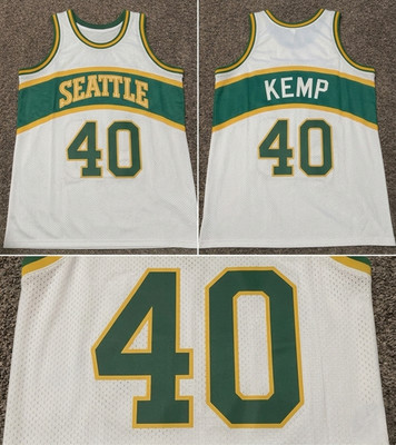 Shawn Kemp 40 Seattle Custom Printed Jersey White Mens Fan Version Sale Hot Tren