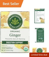 Organic Ginger Tea - 16 Bags for Healthy Digestion - Caffeine Free  Gluten Free