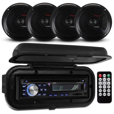 Pyle 6.5   Bluetooth Marine Stereo Radio Receiver & Waterproof Speaker Kit