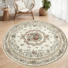 Rustic Floral Area Rugs Country Rose Mats Medallion Round Mats Vintage Rugs f...
