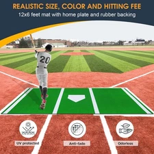 Baseball Softball Hitting Mat for Batting Stance Practice,Anti Slip Stride Right