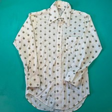 Vintage 70s patterned button up shirt 1970s collared long sleeve button up shirt