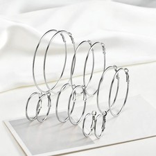Classic Stainless Steel Big Circle Hoop Huggie Earrings for Women, 25mm to 70mm