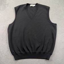 St. Croix Knits Sweater Vest Mens Large Black Merino Wool V-Neck USA Made
