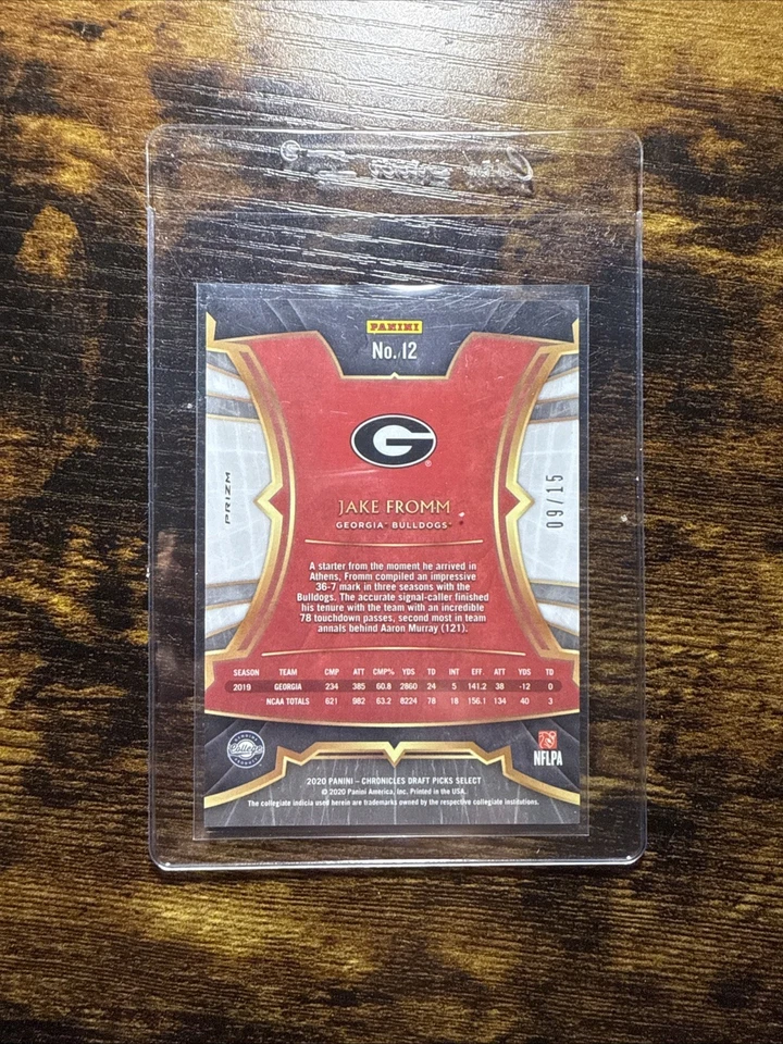 2020 PANINI CHRONICLES SELECT JAKE FROMM ROOKIE BLUE CRACKED ICE SP /15 GEORGIA - Image 2 of 2