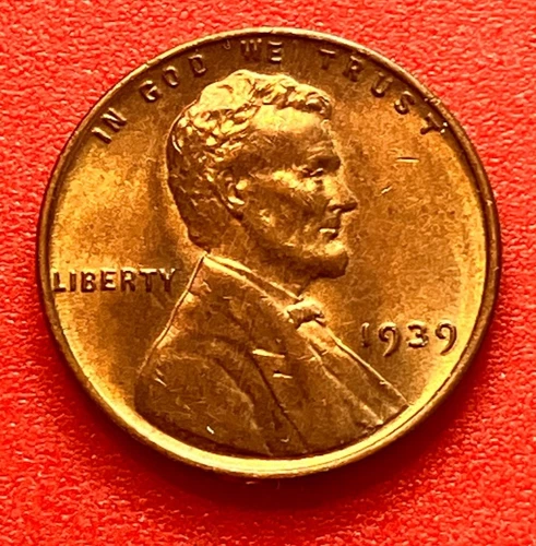 1939-P Lincoln Wheat Cent Penny GEM RED BU From an Original Bank Roll