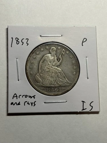1853 Seated Liberty Half Dollar Arrows & Rays VF Better Variety