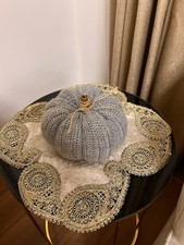 Handmade Crochet Pumpkin Decor Gray Yarn Pumpkin Fall Home Table Decoration