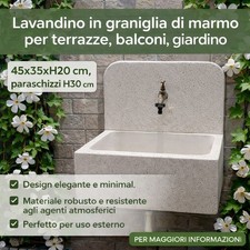 Lavandino Graniglia Marmo Bianco Carrara 45x35xH20 cm con Paraschizzi H30....