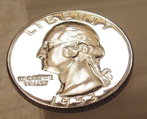 1953 Gem LIGHT CAMEO  Proof Quarter 90% SILVER Blazing Mirrored Surfaces #205~15