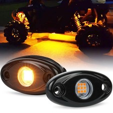 Yellow LED Rock Lights Waterproof Underglow Pods for Trucks, Jeeps, ATVs, SUVs