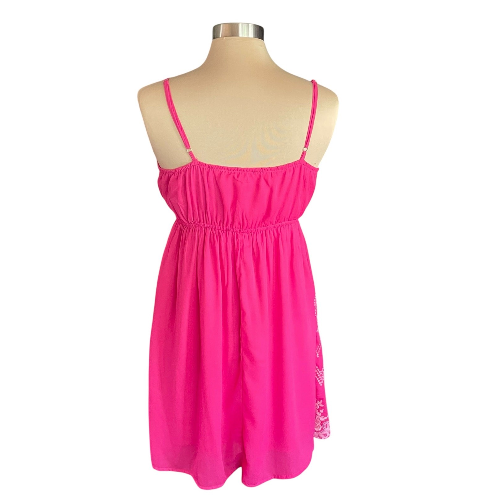 Savanna Jane Hot Pink Sundress Mini Floral Embroidery Boho SMALL Summer Party