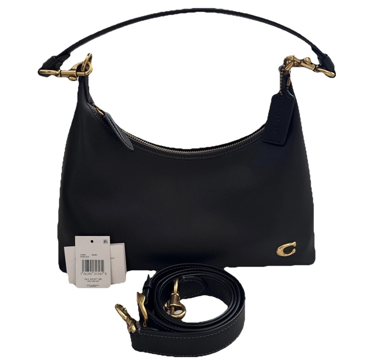Coach Juliet Shoulder Bag Leather 2Way Crossbody Handbag Black