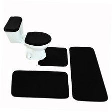 Madeals Memory Foam Long Bathroom Rug Set 5 Piece with Toilet Lid Cover and