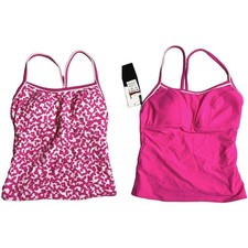 TYR BRIGHT IDEA Reversible Tankini Top - Pink White - Size XS - 56
