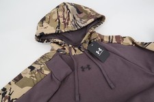 Under Armour Men's Small Rival Camo Fleece Blocked Hoodie Gray 1388087 NEW