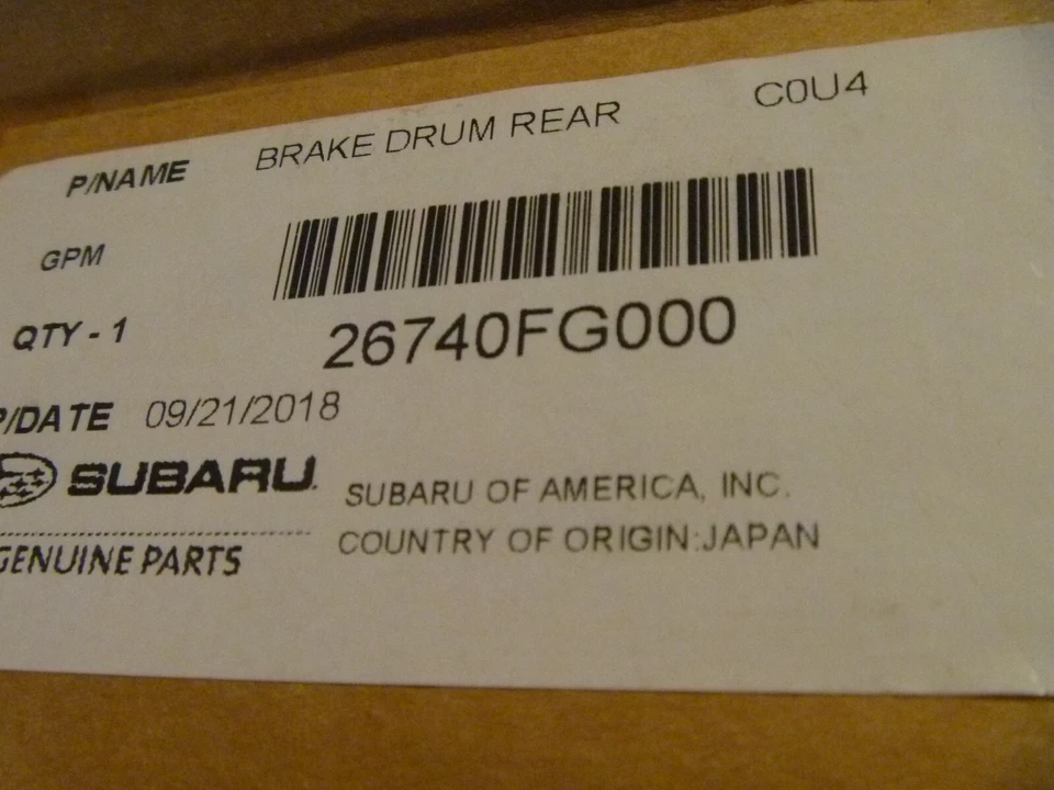 2008-2009 Subaru Impreza STI WRX Rear Brake Drum 26740FG000 OEM New 2 - Image 2 of 2