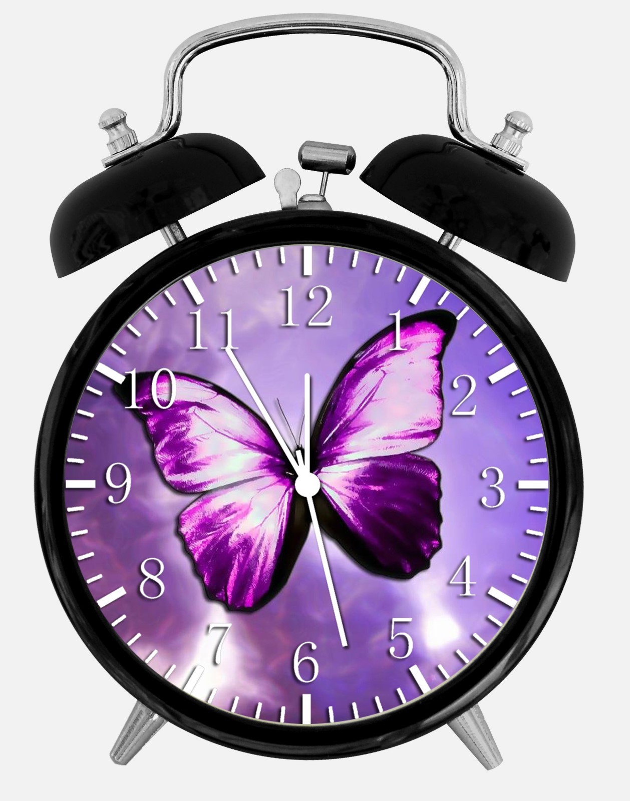 Purple Butterfly Alarm Desk Clock 3.75" Room Office Decor Y02 Nice For Gift