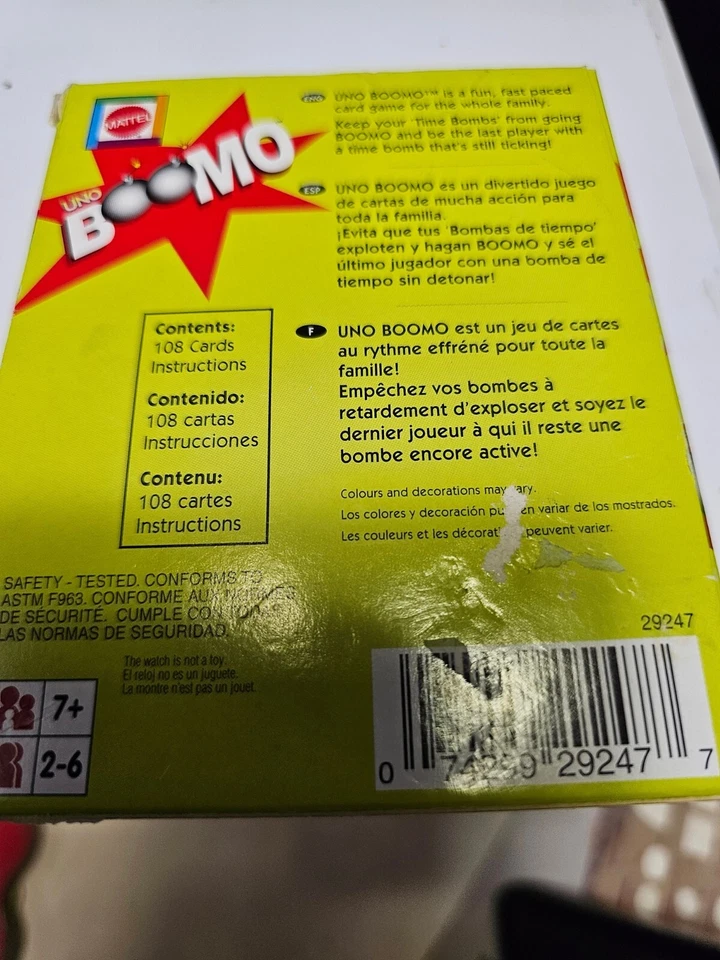Mattel Boomo Card Game (Uno) Ultra Rare Out of Print 29247 SEALED 2002 - Image 3 of 3