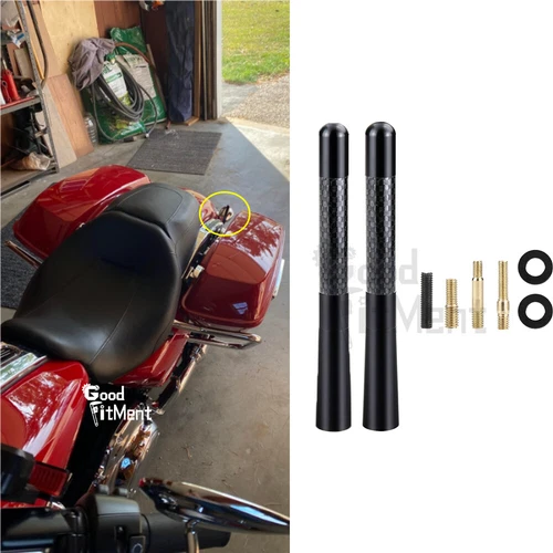 2Pack Motorcycle Carbon Fiber Antenna Mast Radio For Harley 1989-2019 Road Glide
