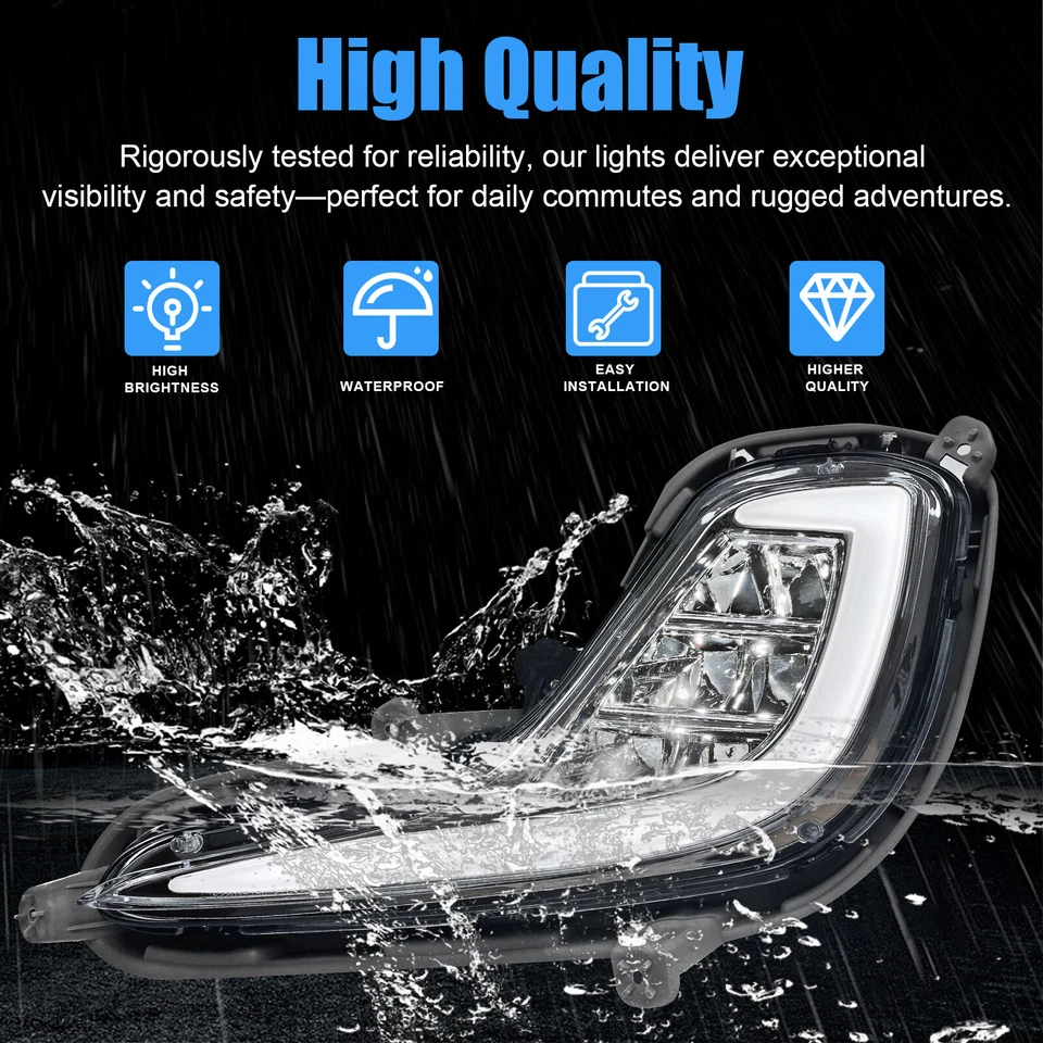 LED Fog Lights Front Bumper Lamps For 2012-2017 Hyundai Accent with DRL+Wiring - Imagem 4 de 4