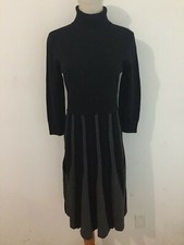 LONDON TIMES Turtleneck Sweater Dress Fit & Flare Black & Gray Size M