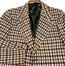Andhurst Vtg Sport Coat Leisure Suit Plaid Brown 40 42 USA Preppy Academia 1970s