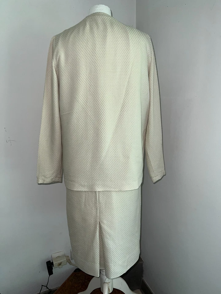 Robe et veste années 1970, en coton piqué nid d'abeille création couturière - Photo 3/4